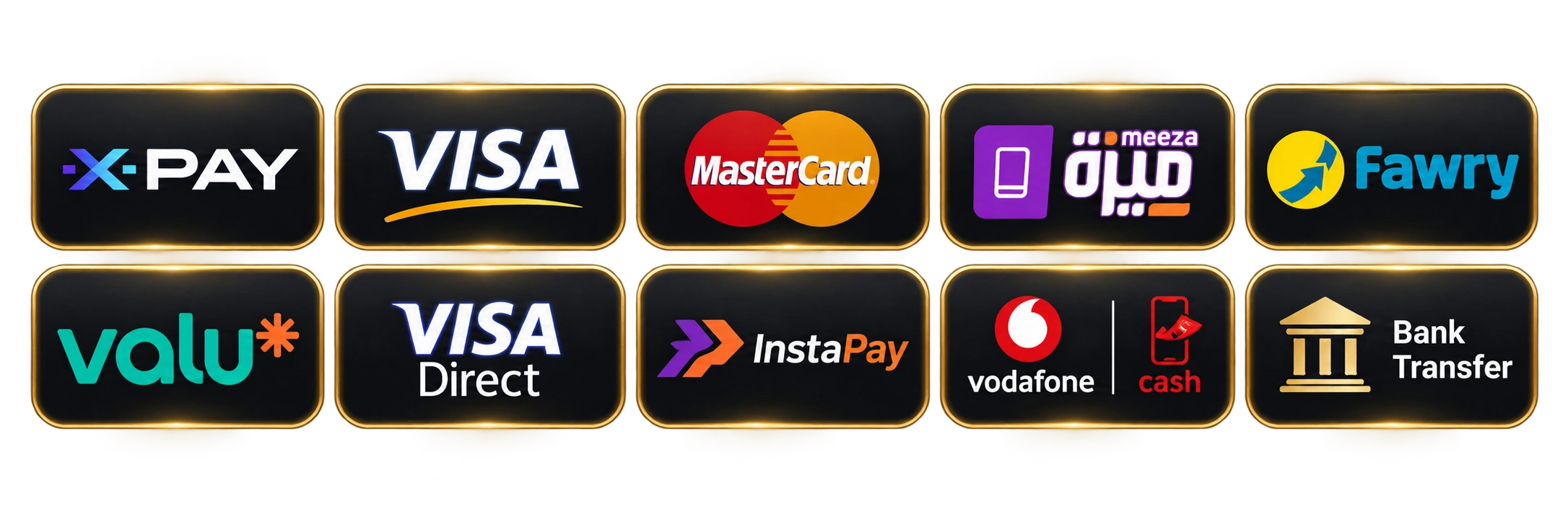 وسائل الدفع المتاحة: X-PAY وVisa وMasterCard وMeeza وFawry وvalu وVisa Direct وInstaPay وVodafone Cash والتحويل البنكي